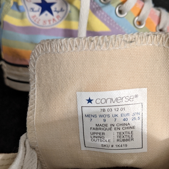 Pastel Rainbow Stripe Converse All-stars W9 - Picture 2 of 8